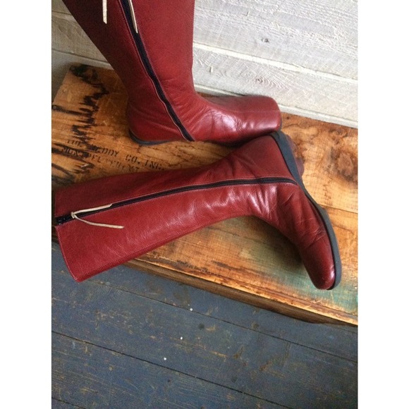 vintage high red leather moto boots - made in Italy - size 7 - Picture 7 of 10